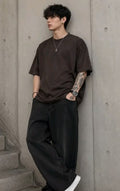 Black Cotton Wide Leg Jogger