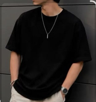 Round Neck Black Oversize Tshirt